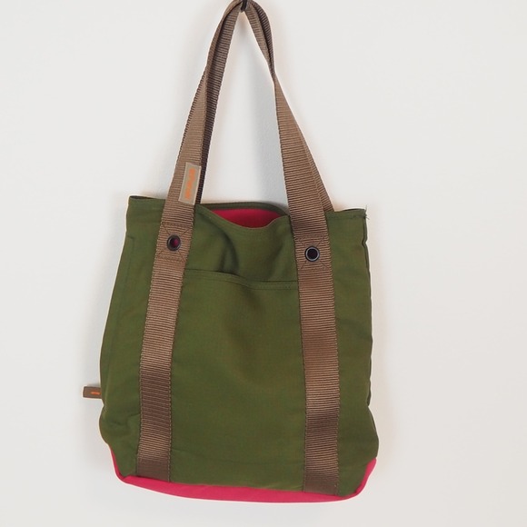 Parcel Handbags - III Parcel Urban Utility Shoulder Tote Green Pink Ripstop Nylon Gorpcore Pouch